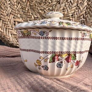 Vintage Spode Floral Ceramic Lidded Sugar Bowl